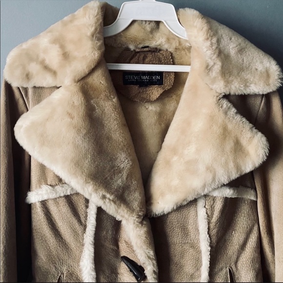 Steve Madden faux shearling trim suede coat - Picture 2 of 8